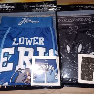 Large Headgear Classics Men’s Blue And Black Graphic Boxer Briefs 2 Pack